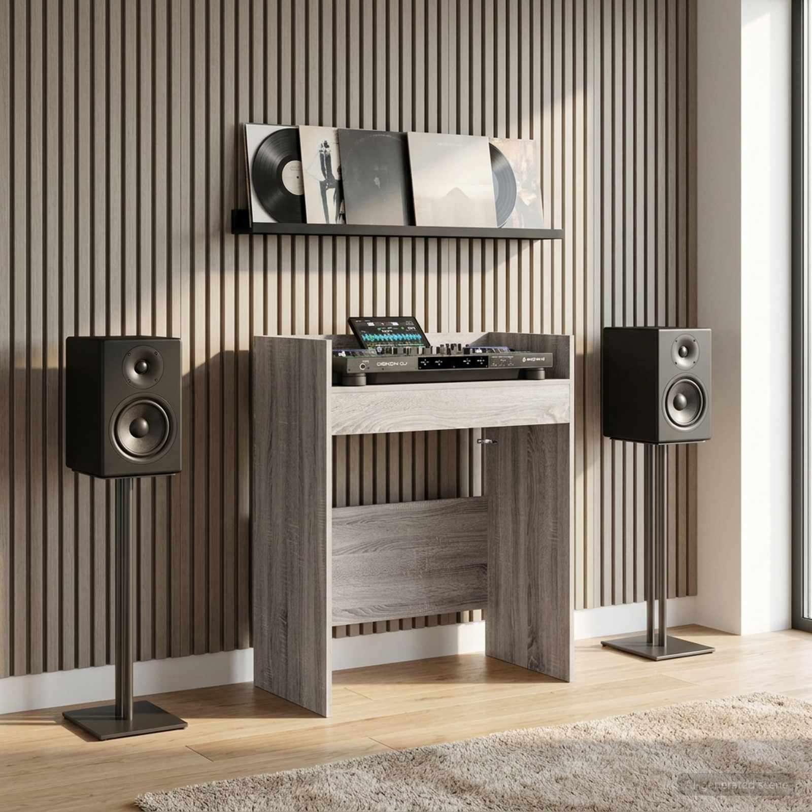 vidaXL DJ Table Grey Sonoma 62 x 45 x 102 cm Engineered Wood 1