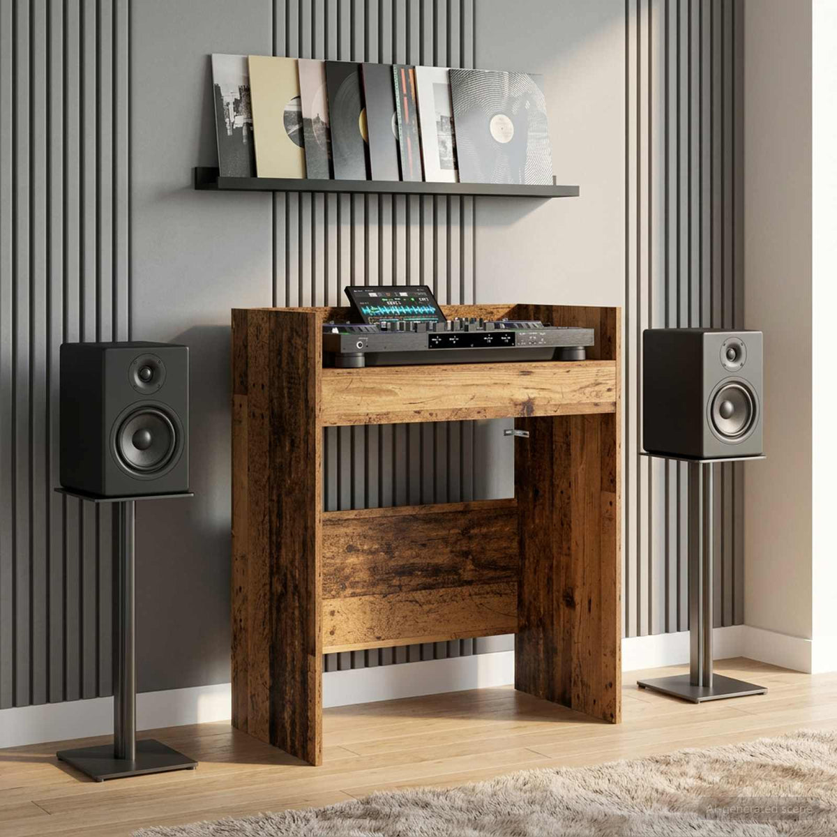 vidaXL DJ Table Old Wood 62 x 45 x 102 cm Engineered Wood 1