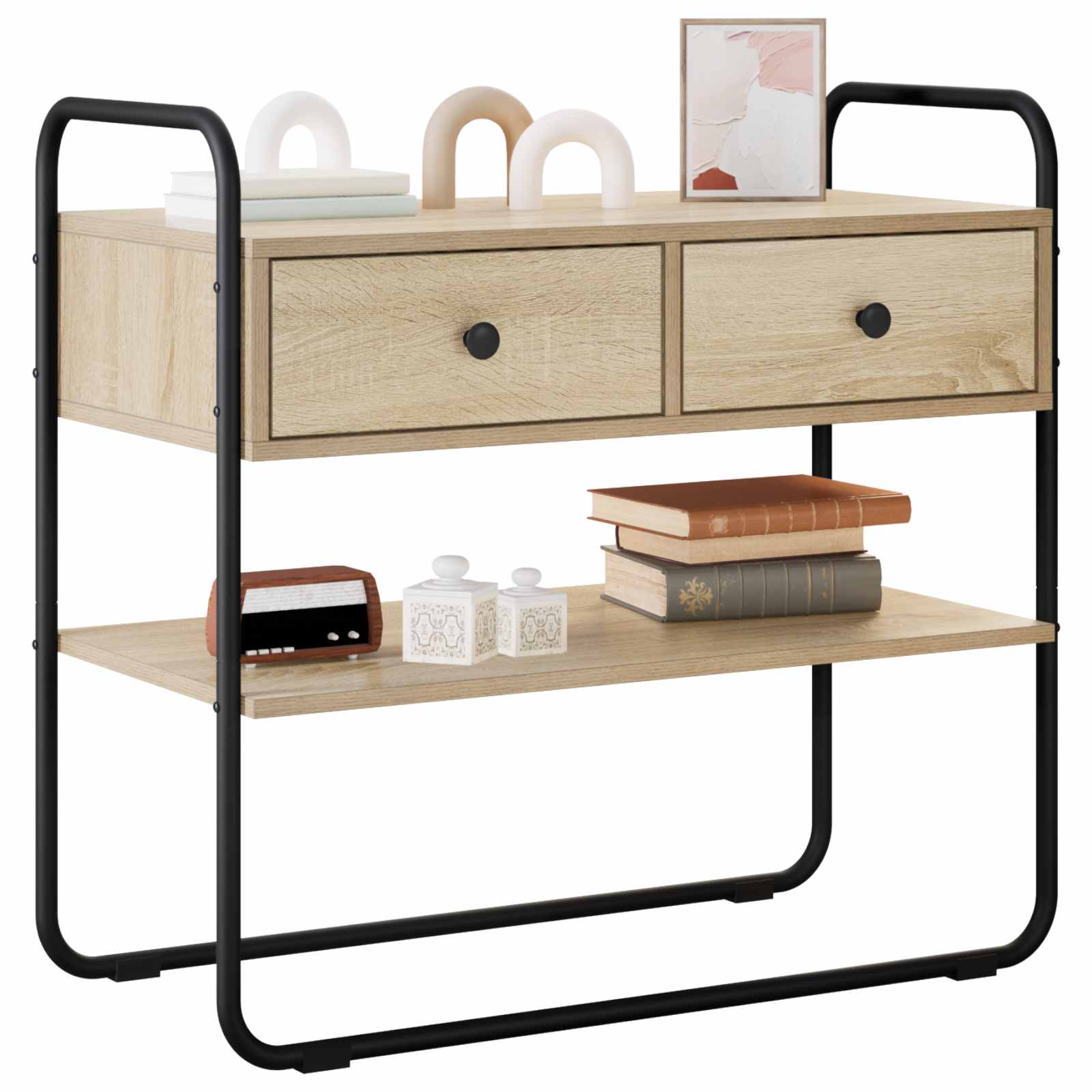 vidaXL Console Table Sonoma Oak 80 x 40 x 75 cm Engineered Wood 3