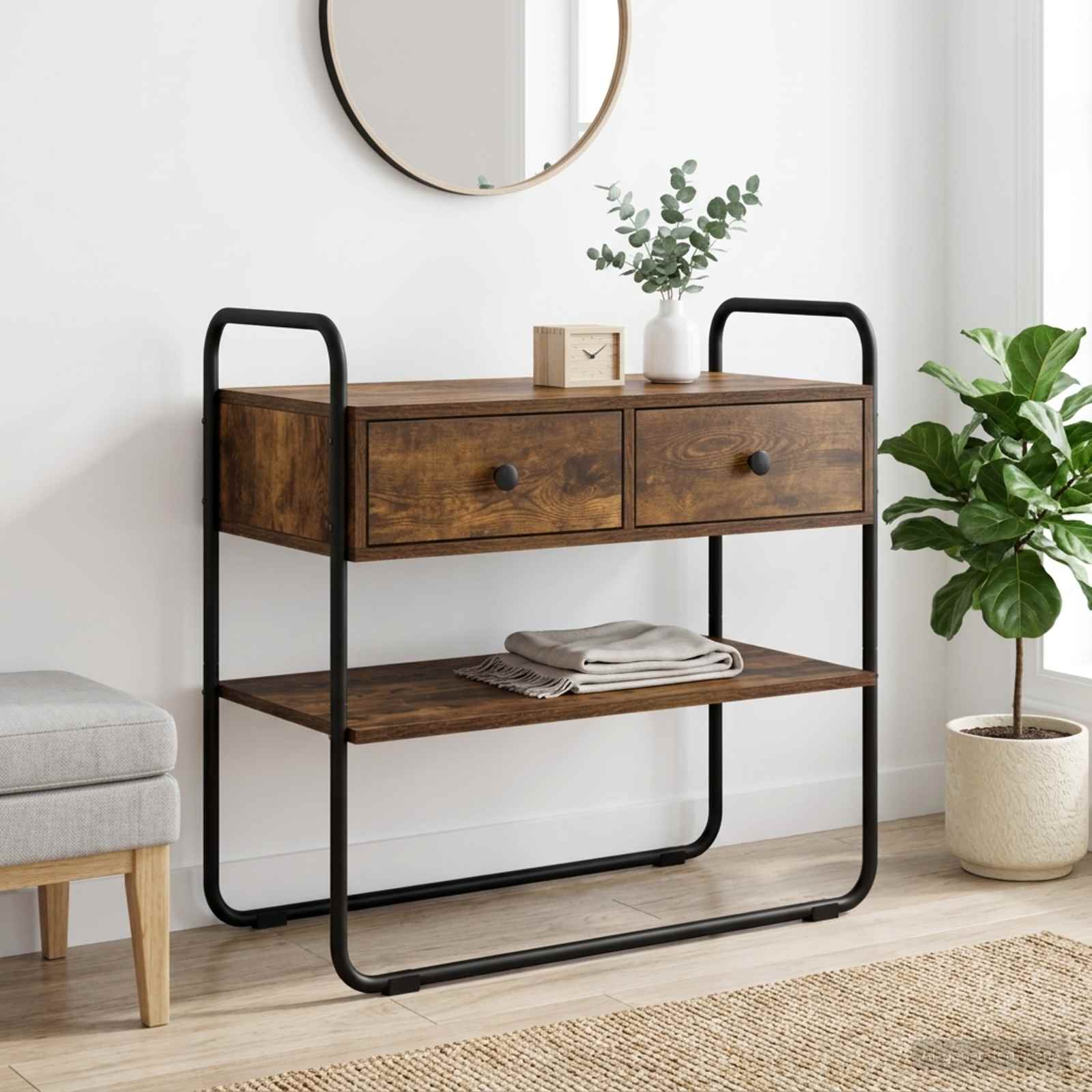 vidaXL Console Table Smoked Oak 80 x 40 x 75 cm Engineered Wood 1
