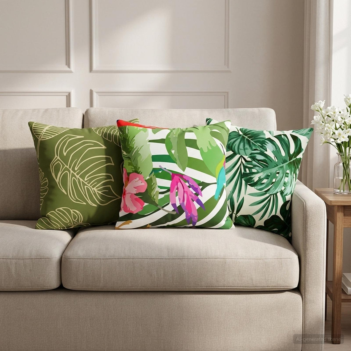 vidaXL Throw Pillow 12 pcs HEERLEN Leaf Design 40 x 40 cm Polyester 1