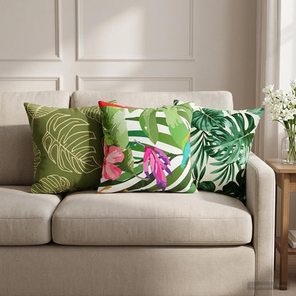 vidaXL Throw Pillow 12 pcs HEERLEN Leaf Design 40 x 40 cm Polyester 1
