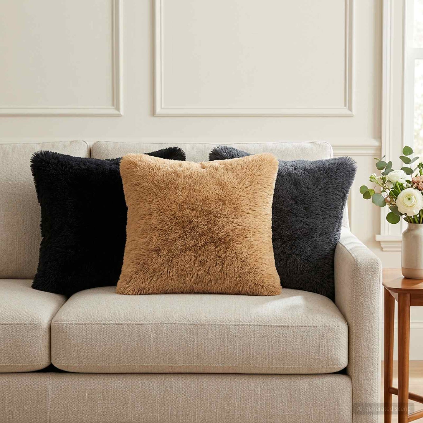 vidaXL Cushion with Pillow HEERLEN 12 pcs Anthracite PV Fleece 1