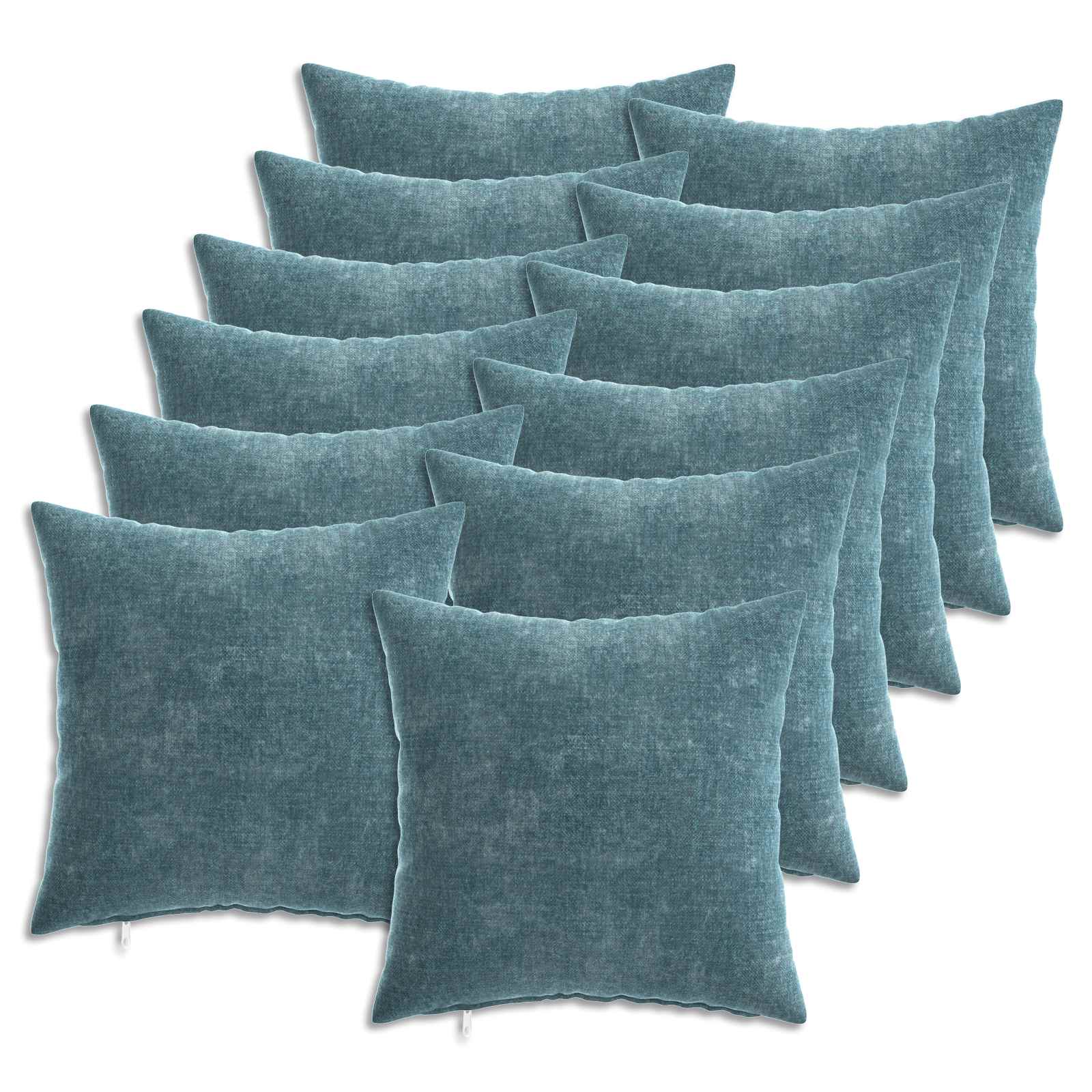 vidaXL Cushion Cover 12 pcs HEERLEN Blue 40 x 40 cm Chenille Fabric 2