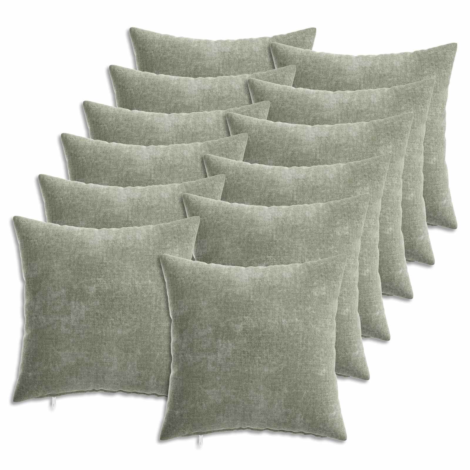 vidaXL Cushion Cover 12 pcs HEERLEN Green 40 x 40 cm Chenille Fabric 2