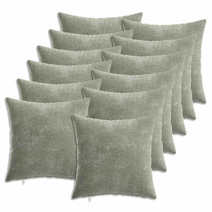 vidaXL Cushion Cover 12 pcs HEERLEN Green 40 x 40 cm Chenille Fabric 2