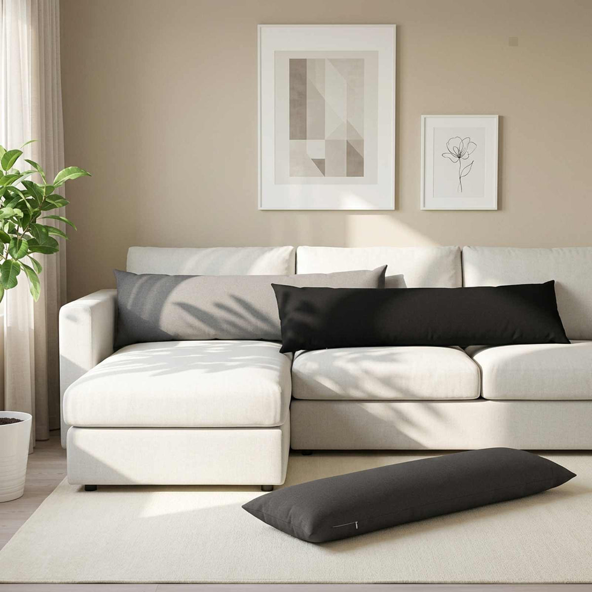 Throw Pillow HEERLEN Fabric 2 pcs Dark Grey 40 x 145 cm