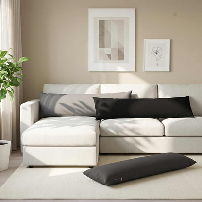 Throw Pillow HEERLEN Fabric 2 pcs Dark Grey 40 x 145 cm