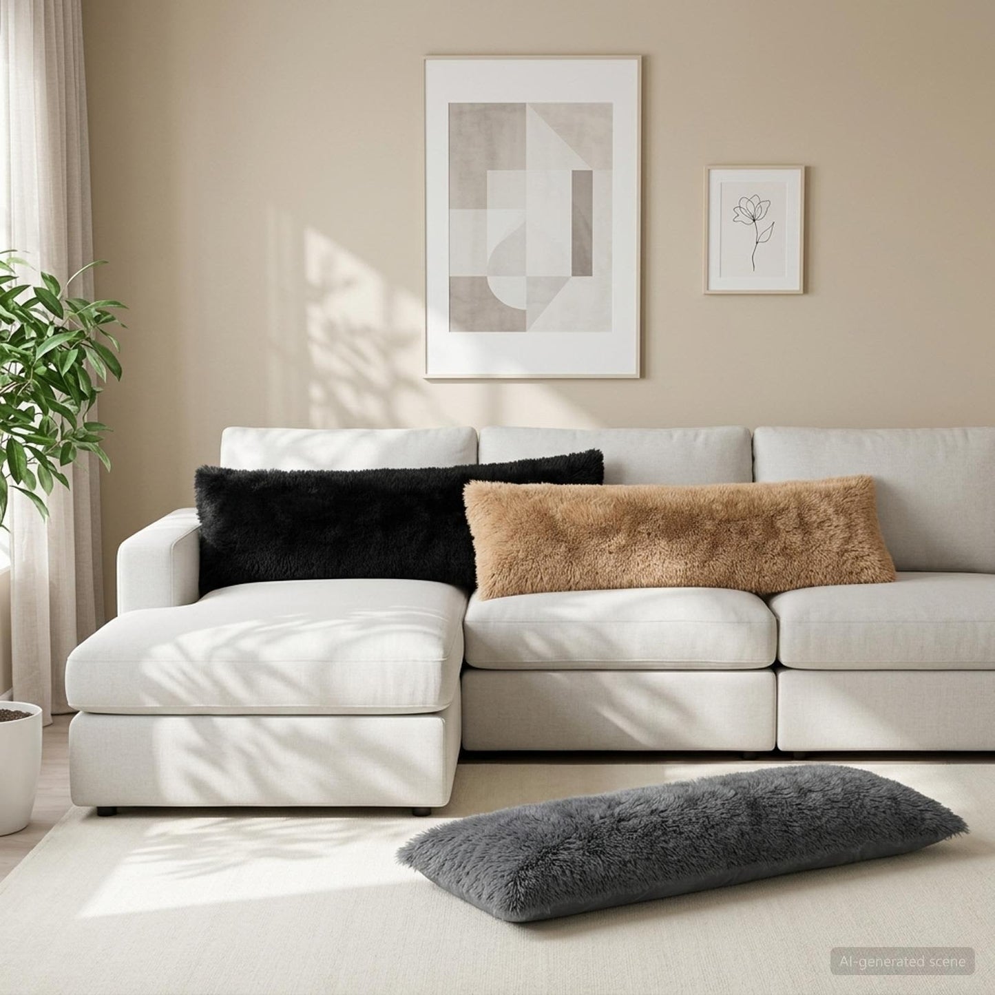 vidaXL Cushion with Pillow HEERLEN 2 pcs Anthracite PV Fleece 1
