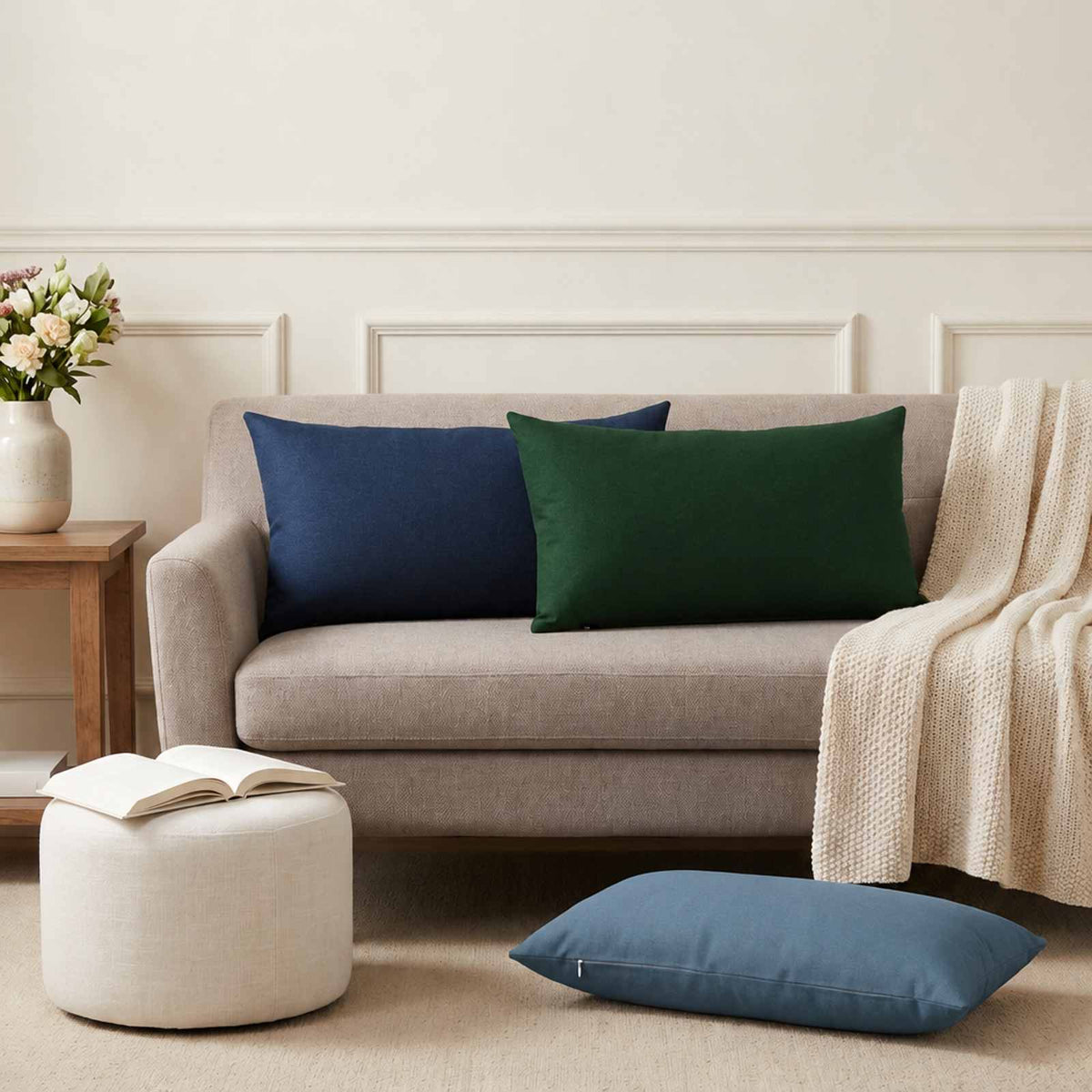 Throw Pillow HEERLEN Fabric 6 40 x 70 cm Dark green