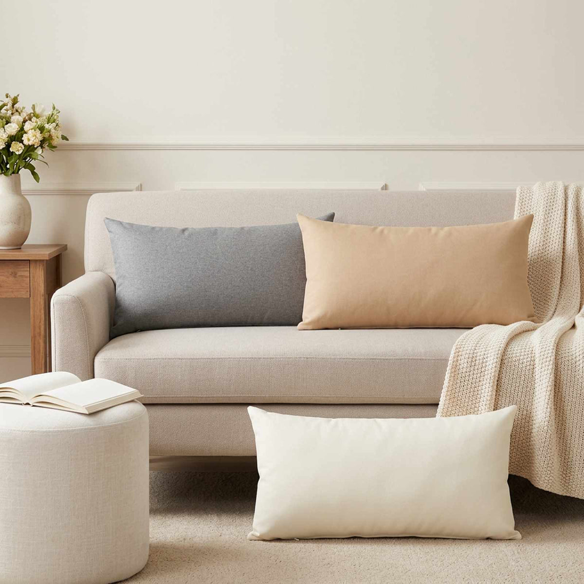 Throw Pillow HEERLEN Fabric 6 40 x 70 cm Cloud grey