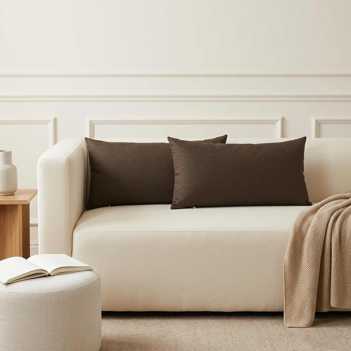 Throw Pillow HEERLEN Fabric 6 40 x 70 cm Brown