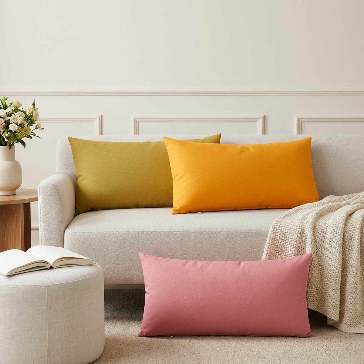 Throw Pillow HEERLEN Light Yellow Fabric