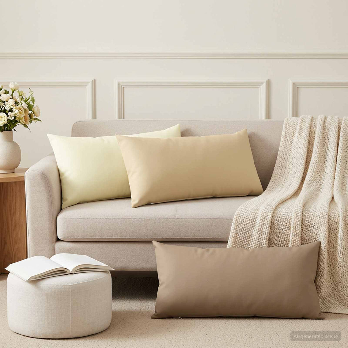 Throw Pillow HEERLEN Polyester 6 40 x 80 cm Beige