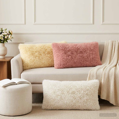 vidaXL Cushion with Pillow HEERLEN 6 pcs White PV Fleece 1