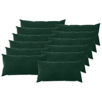 vidaXL Cushion Cover 12 pcs HEERLEN Dark Green 40 x 80 cm Velvet 2