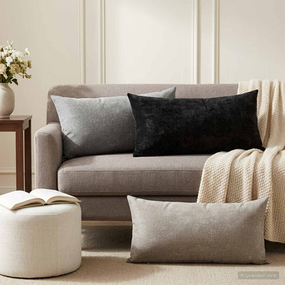 vidaXL Cushion with Pillow HEERLEN 12 pcs Light Grey Chenille Fabric 1