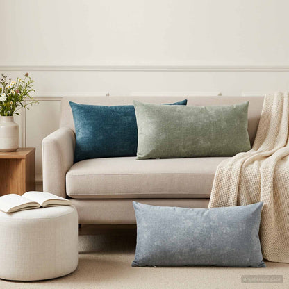 vidaXL Throw Pillow 6 pcs HEERLEN Green 40 x 80 cm Chenille Fabric 1