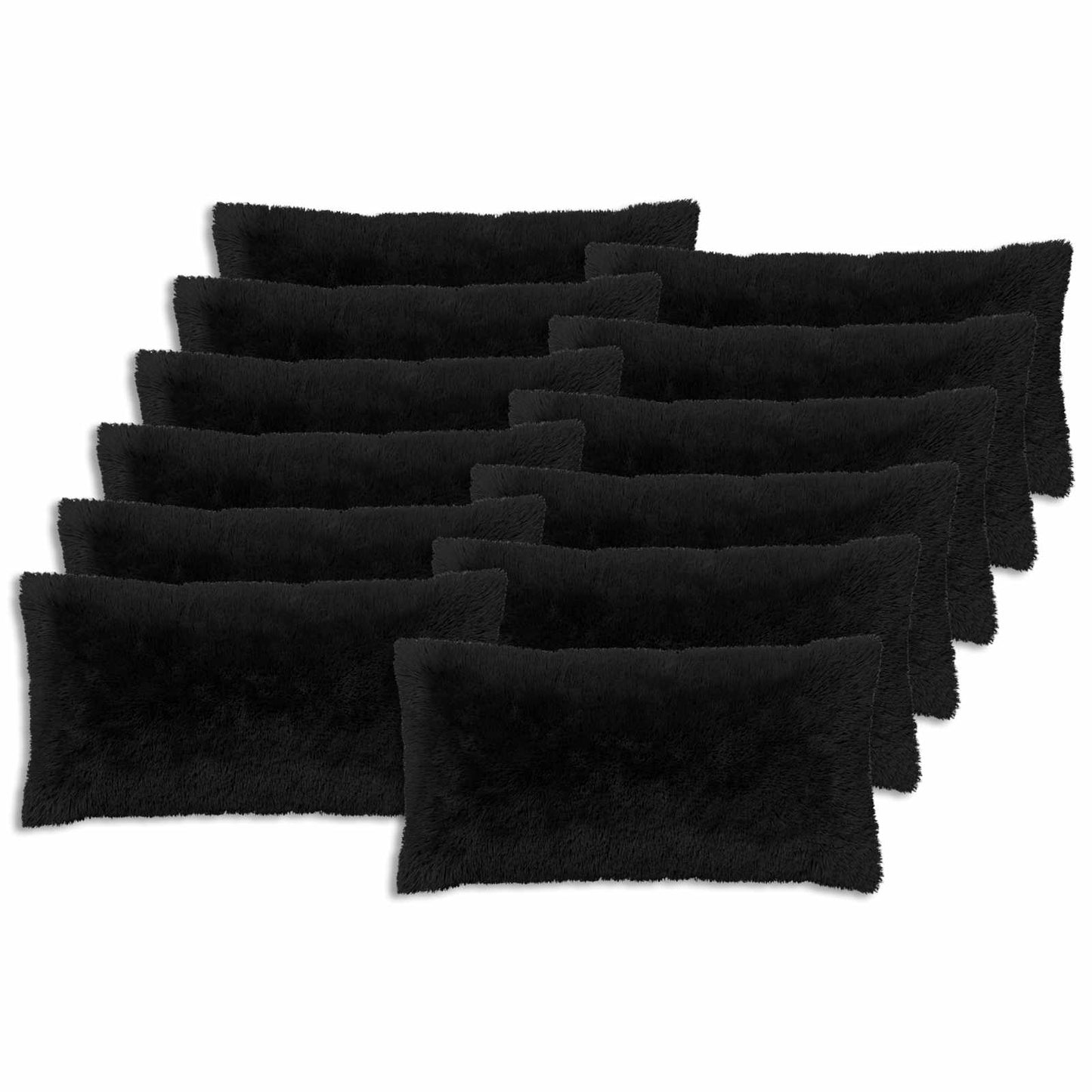 vidaXL Cushion Cover 12 pcs HEERLEN Black 40 x 80 cm PV Fleece 2