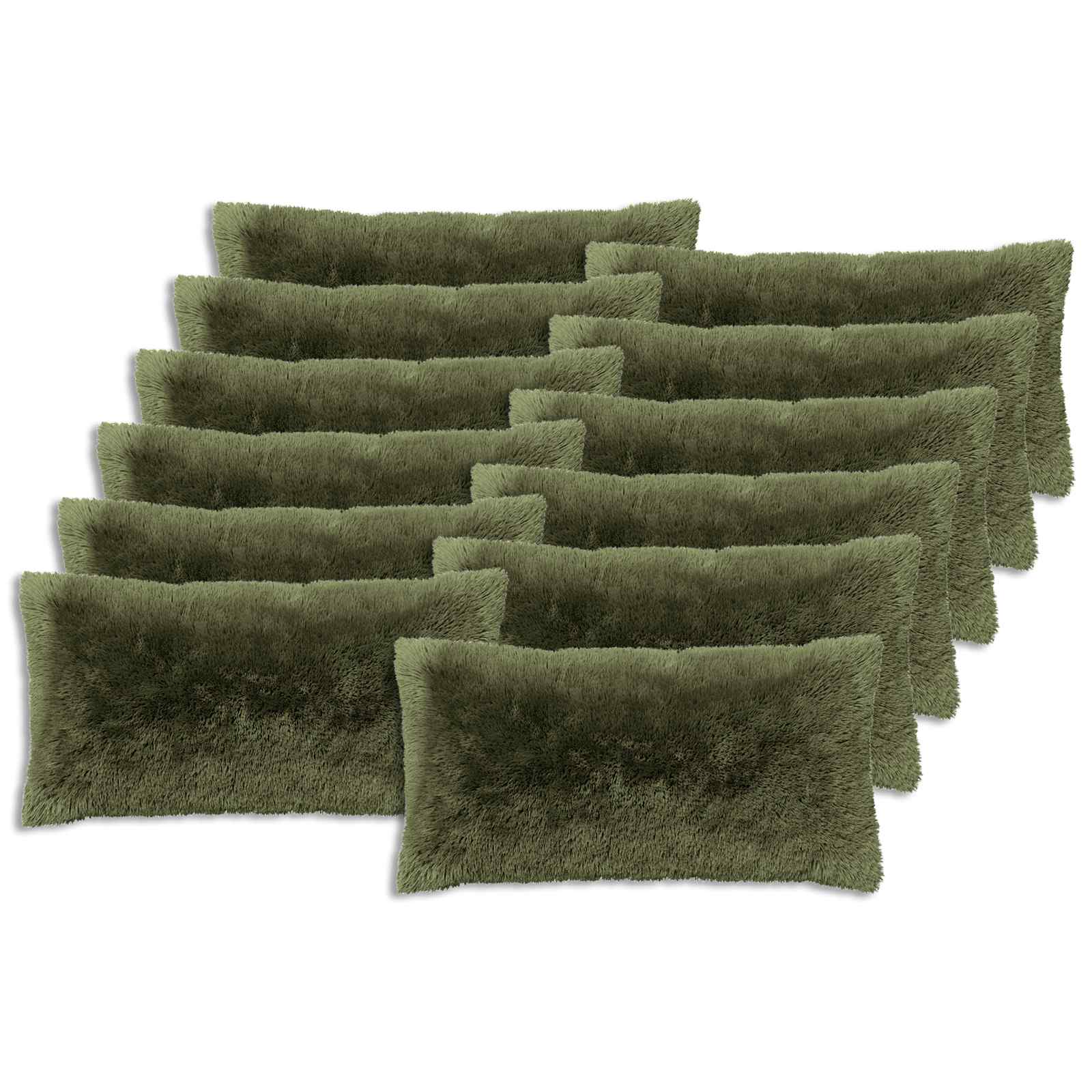 vidaXL Cushion Cover 12 pcs HEERLEN Green 40 x 80 cm PV Fleece 2