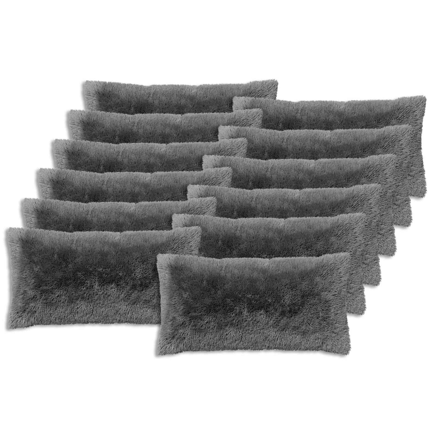 vidaXL Cushion Cover 12 pcs HEERLEN Light Grey 40 x 80 cm PV Fleece 2
