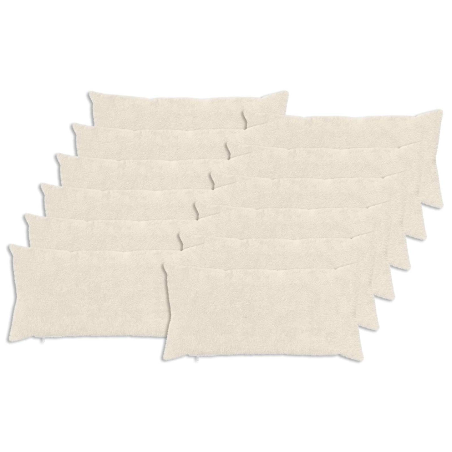 vidaXL Cushion Cover 12 pcs HEERLEN White 40 x 80 cm Faux Rabbit Fur 2