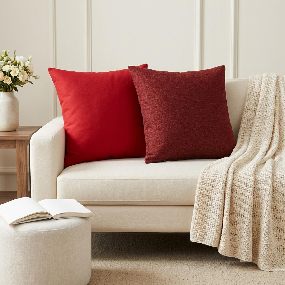 Throw Pillow HEERLEN Red Fabric