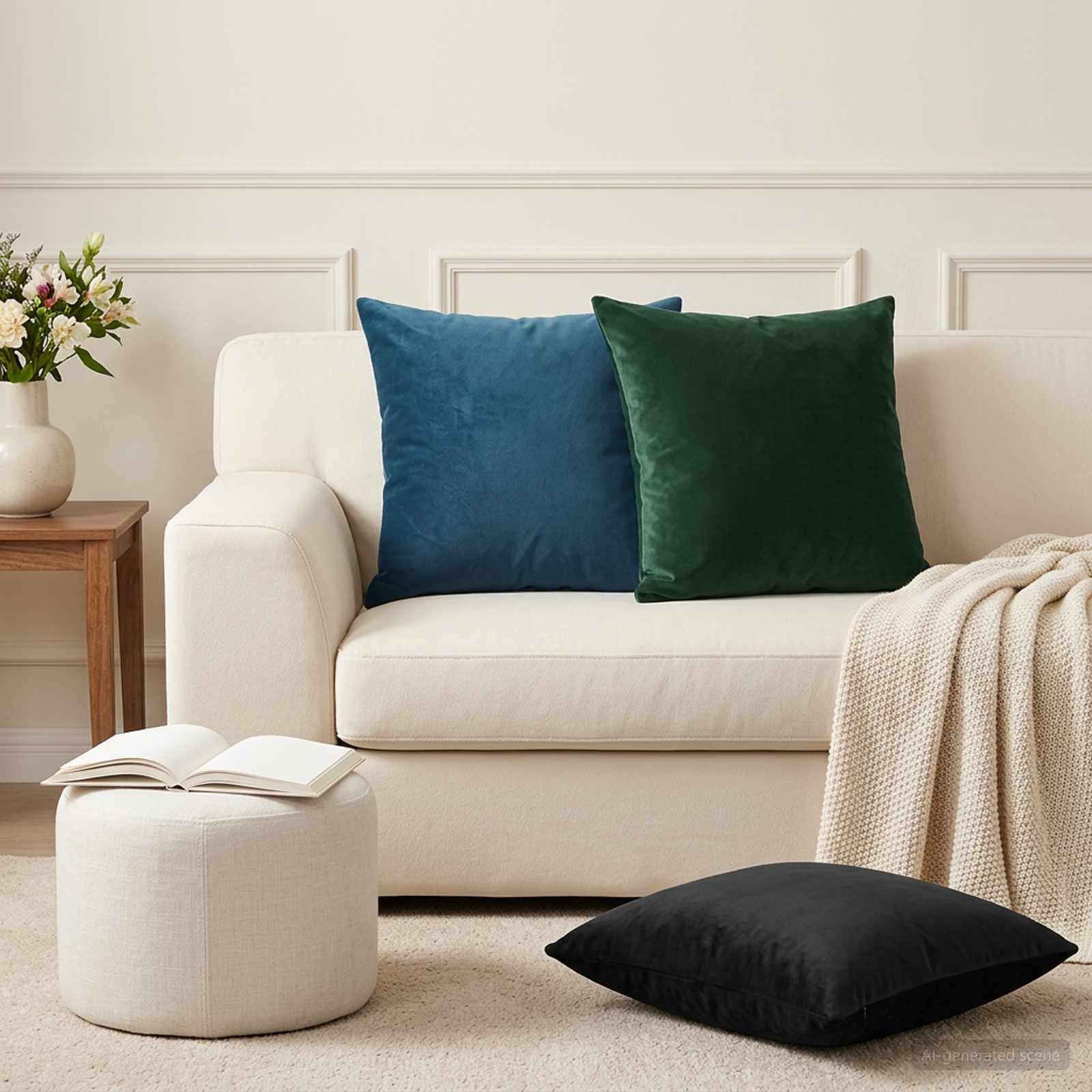 vidaXL Cushion with Pillow HEERLEN 6 pcs Black Velvet 1