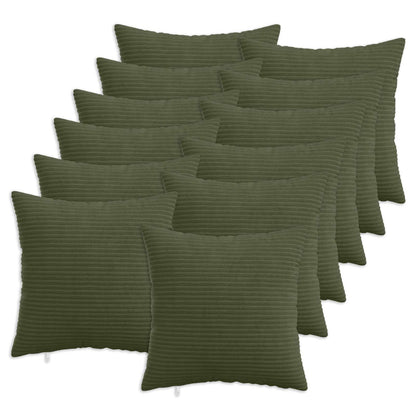 vidaXL Cushion Cover 12 pcs HEERLEN Green 45 x 45 cm Corduroy 1