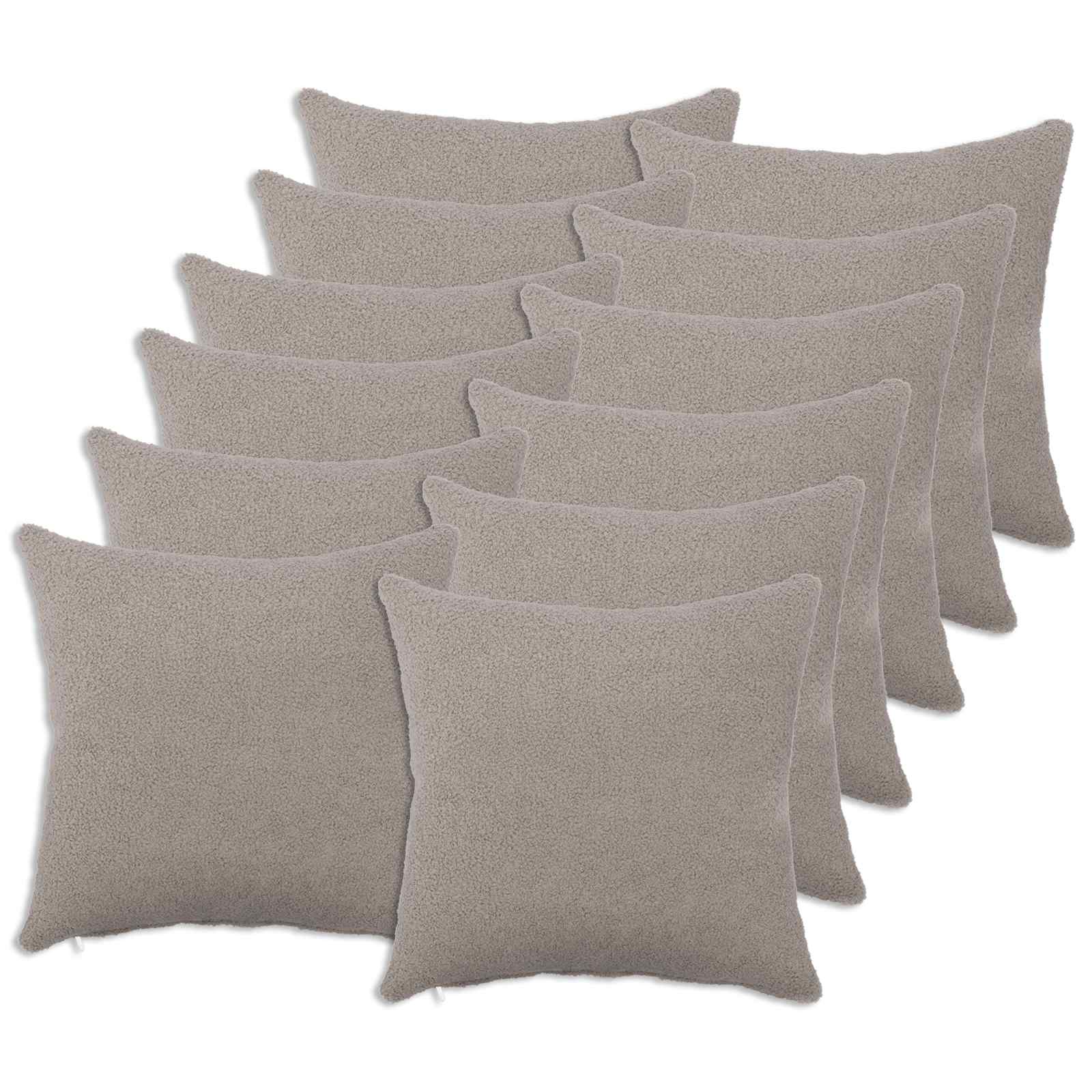 vidaXL Cushion Cover 12 pcs HEERLEN Light Grey 45 x 45 cm Bouclé 1