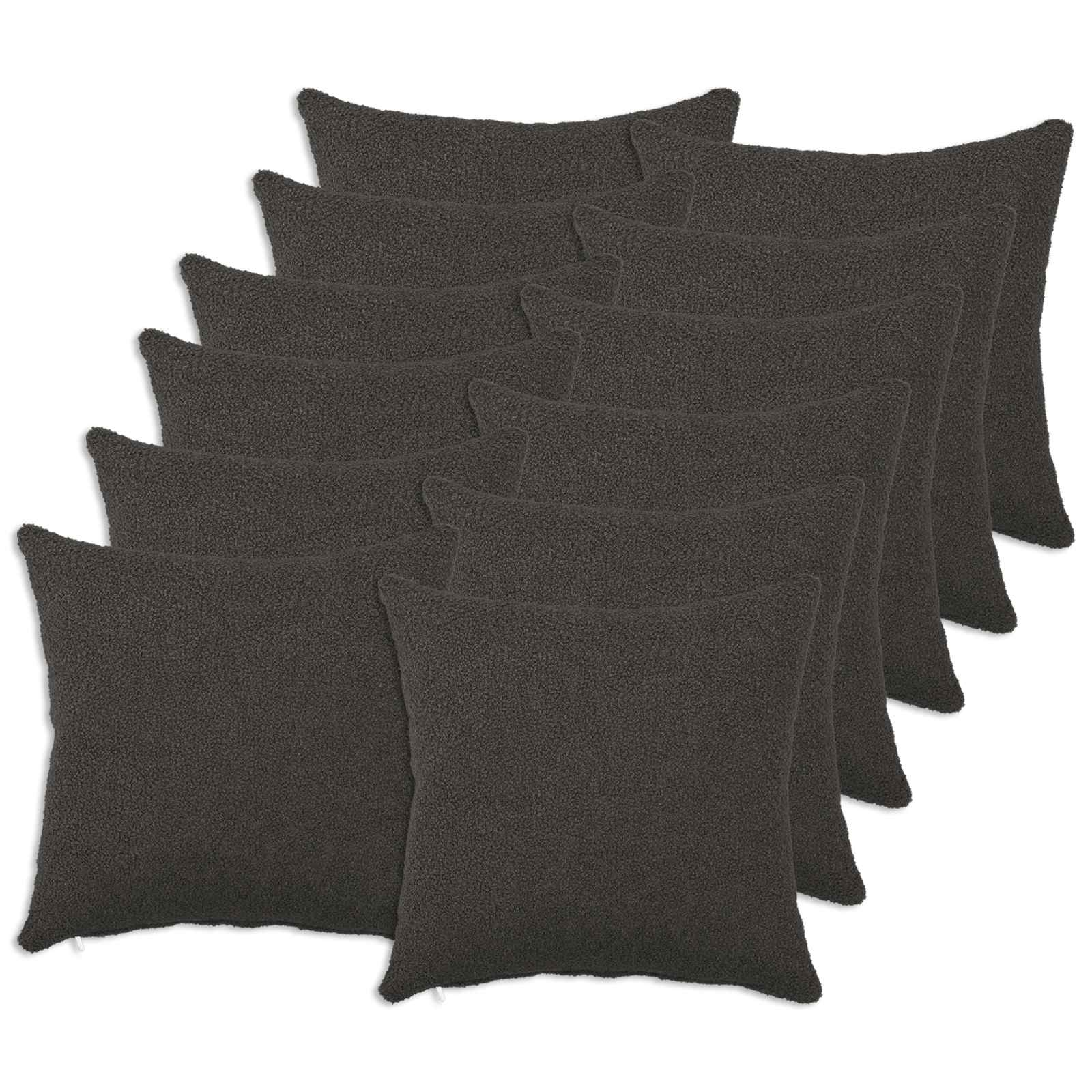 vidaXL Cushion Cover 12 pcs HEERLEN Dark Grey 45 x 45 cm Bouclé 1