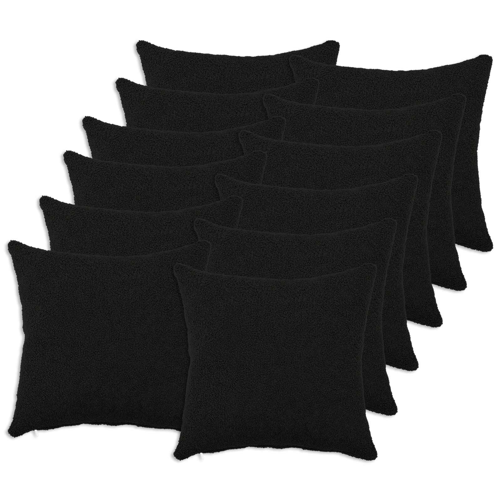 vidaXL Cushion Cover 12 pcs HEERLEN Black 45 x 45 cm Bouclé 1
