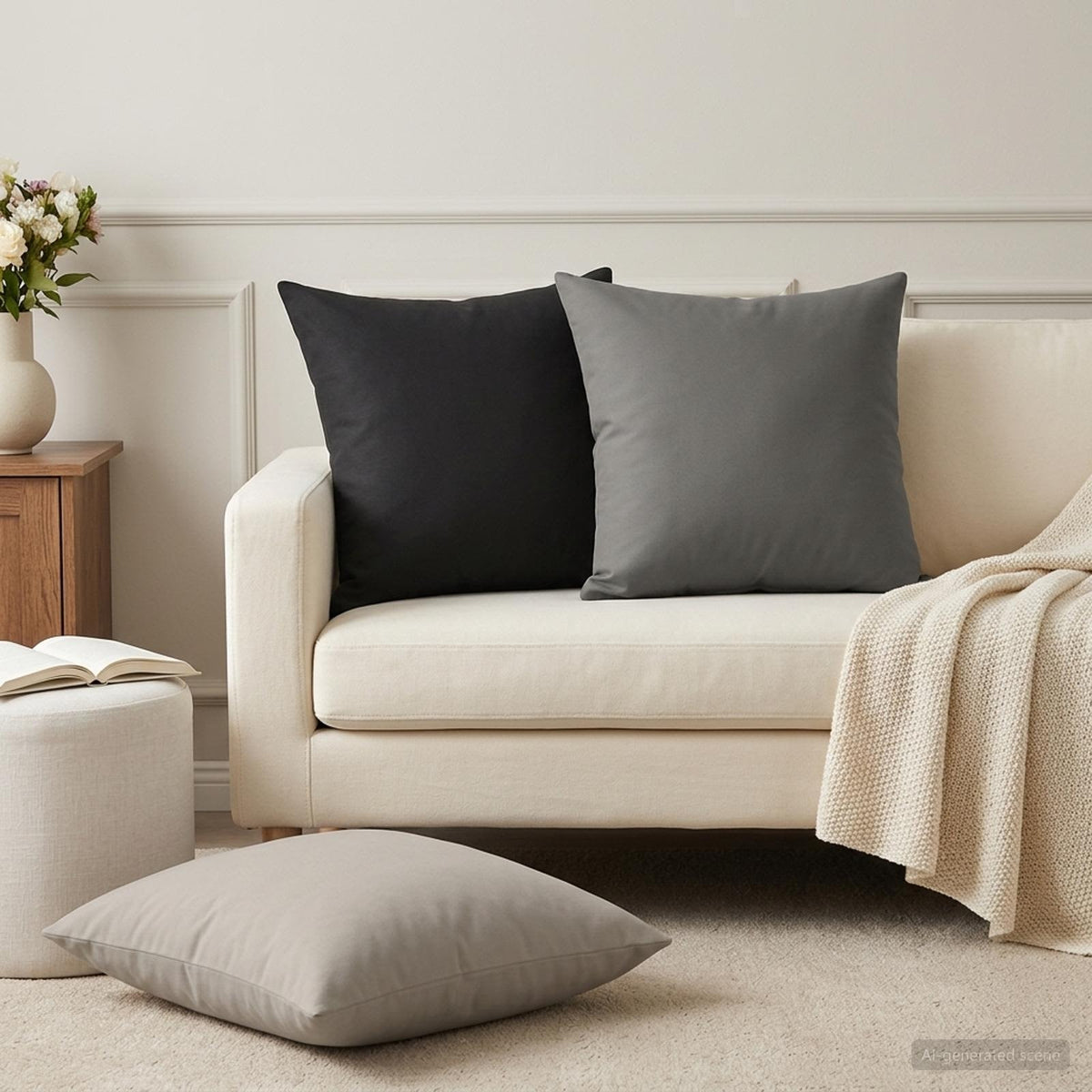 Cushion with Pillow HEERLEN 6 pcs Grey Polyester