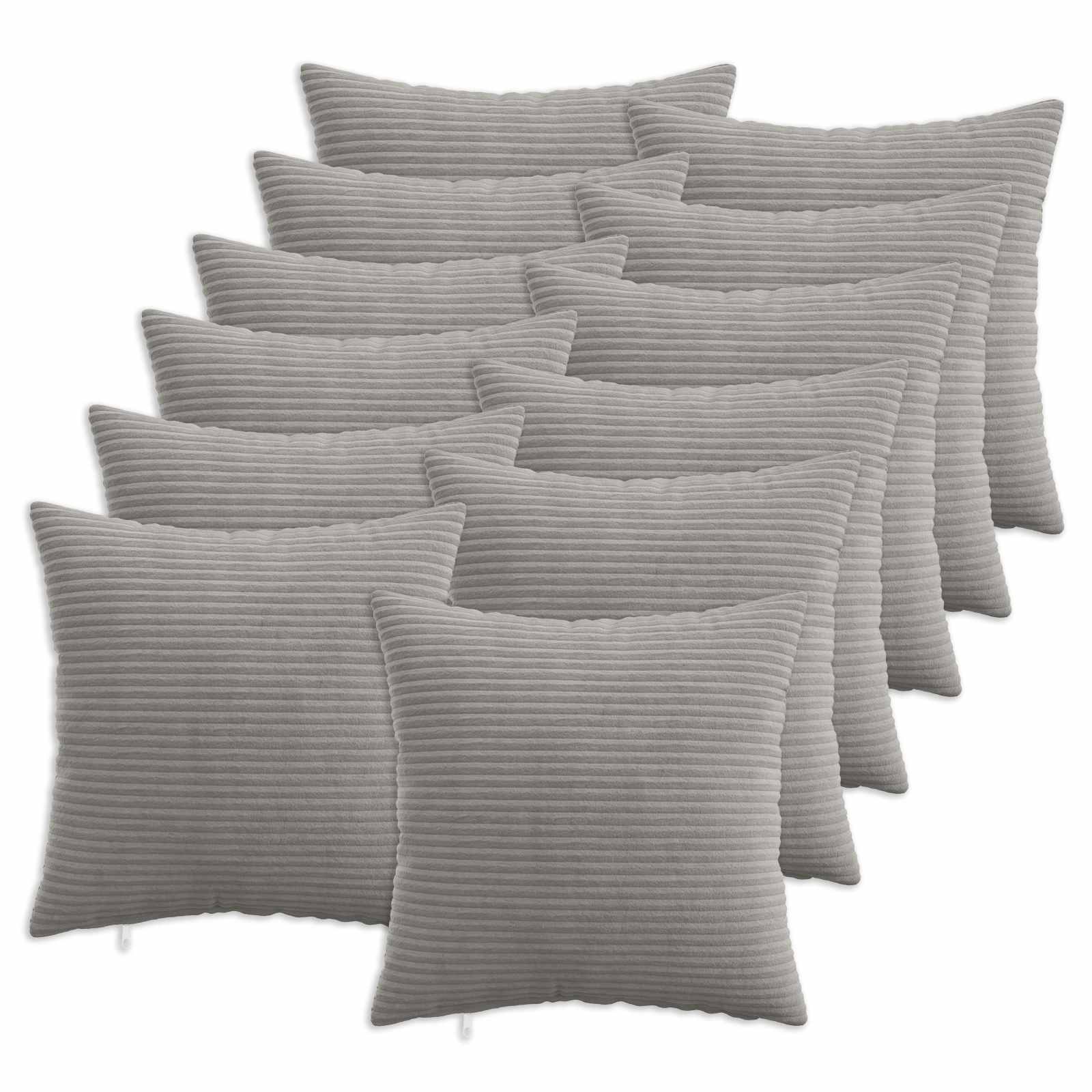 vidaXL Cushion Cover 12 pcs HEERLEN Light Grey 50 x 50 cm Corduroy 1