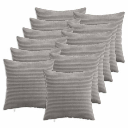 vidaXL Cushion Cover 12 pcs HEERLEN Light Grey 50 x 50 cm Corduroy 1