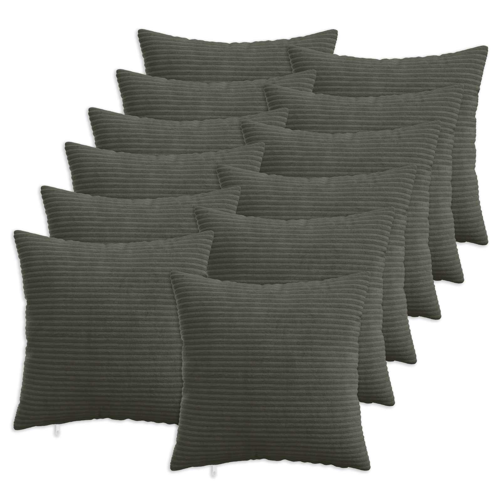 vidaXL Cushion Cover 12 pcs HEERLEN Anthracite 50 x 50 cm Corduroy 1