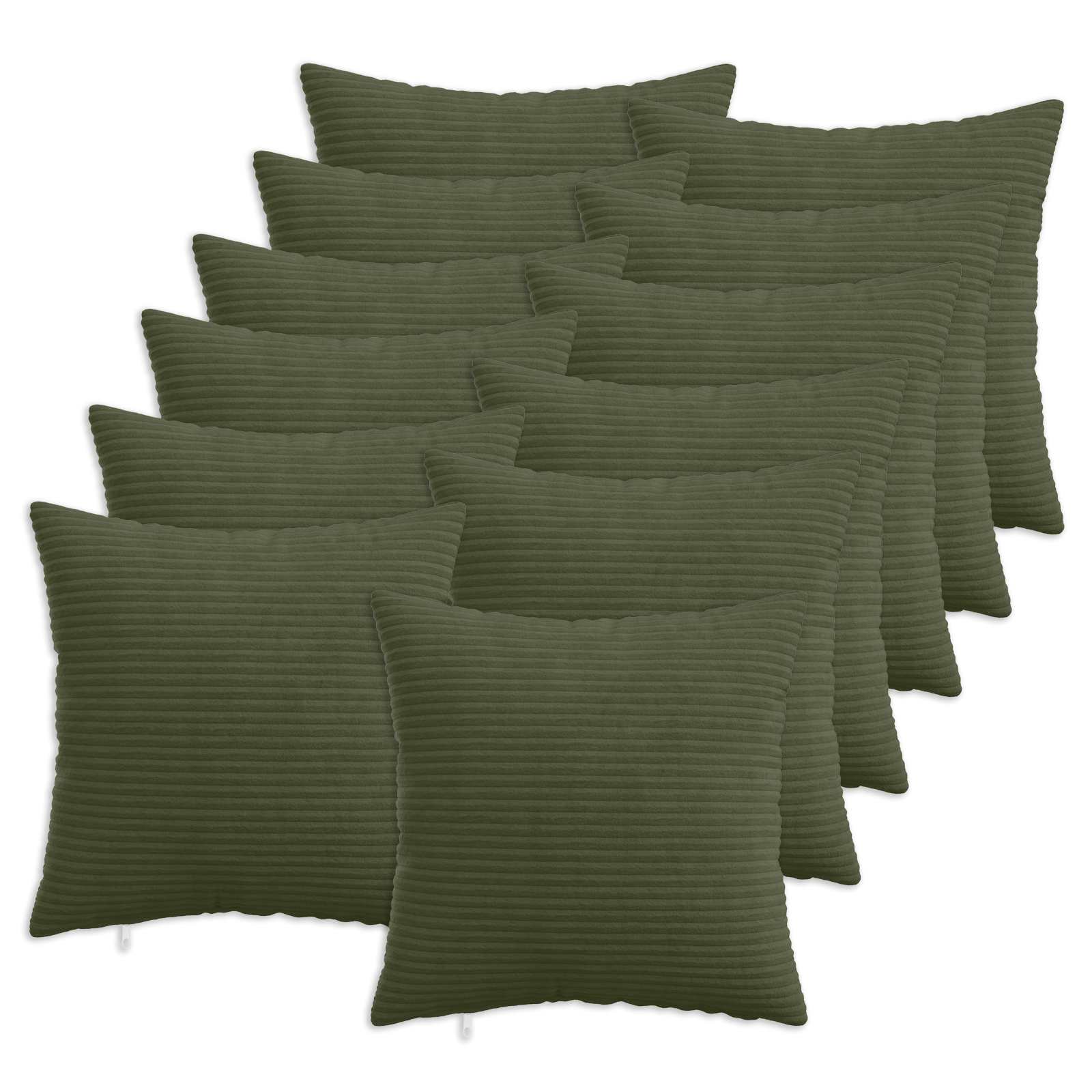 vidaXL Cushion Cover 12 pcs HEERLEN Green 50 x 50 cm Corduroy 1