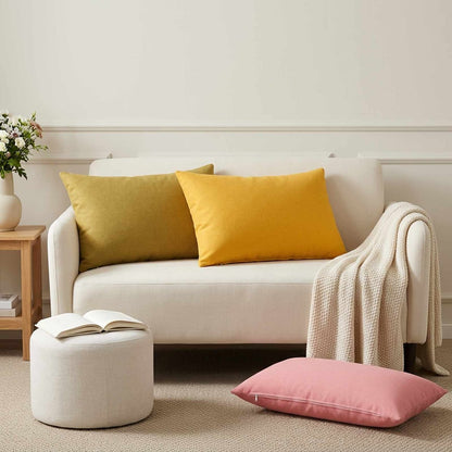 vidaXL Throw Pillow HEERLEN Fabric 2 pcs Light Yellow