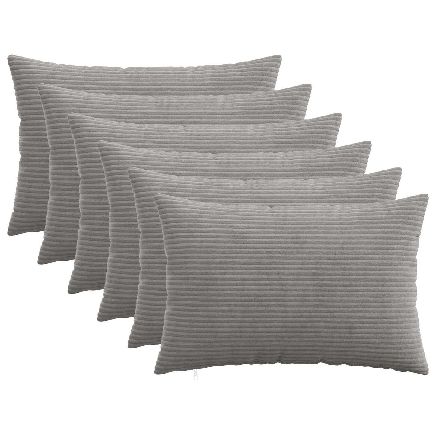 vidaXL Cushion Cover 6 pcs HEERLEN Light Grey 50 x 80 cm Corduroy 1