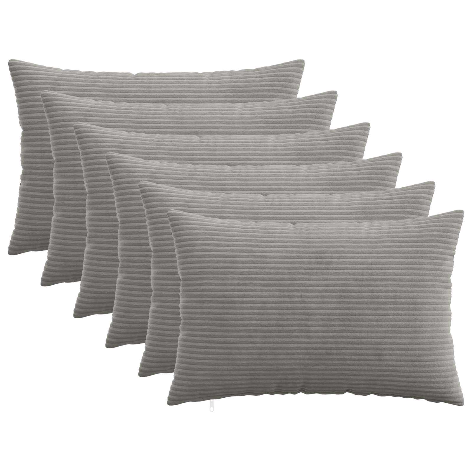 vidaXL Cushion Cover 6 pcs HEERLEN Light Grey 50 x 80 cm Corduroy 1