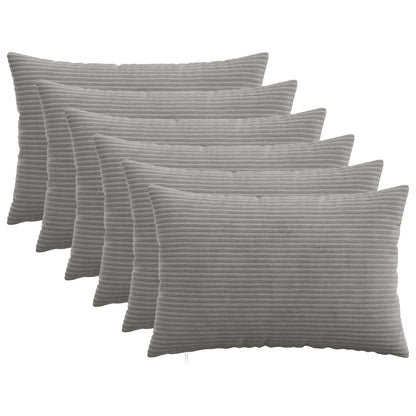 vidaXL Cushion Cover 6 pcs HEERLEN Light Grey 50 x 80 cm Corduroy 1