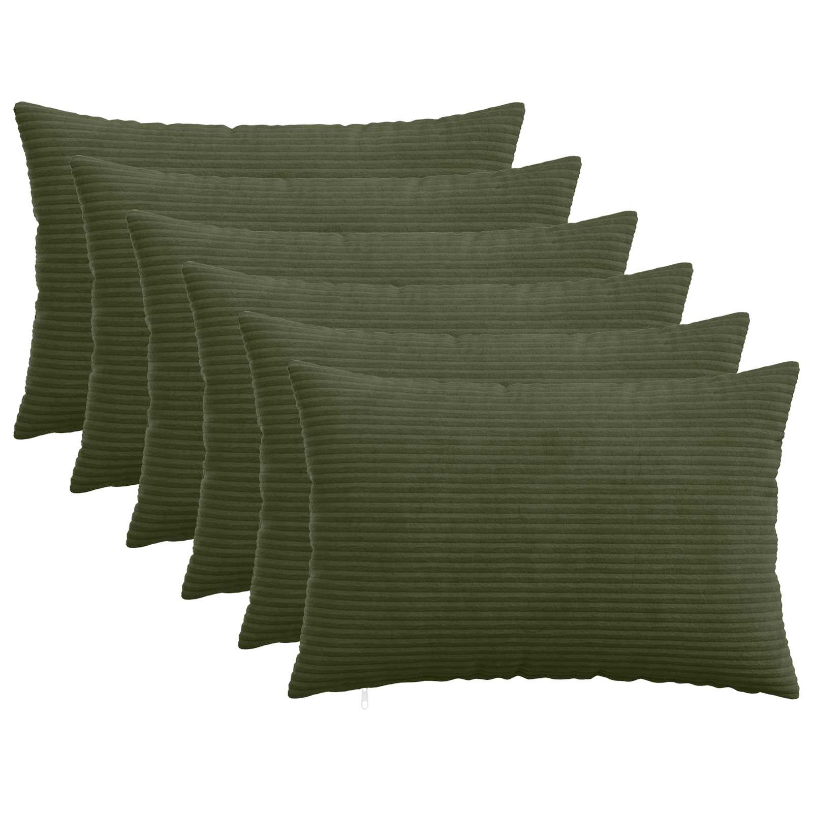 vidaXL Cushion Cover 6 pcs HEERLEN Green 50 x 80 cm Corduroy 1
