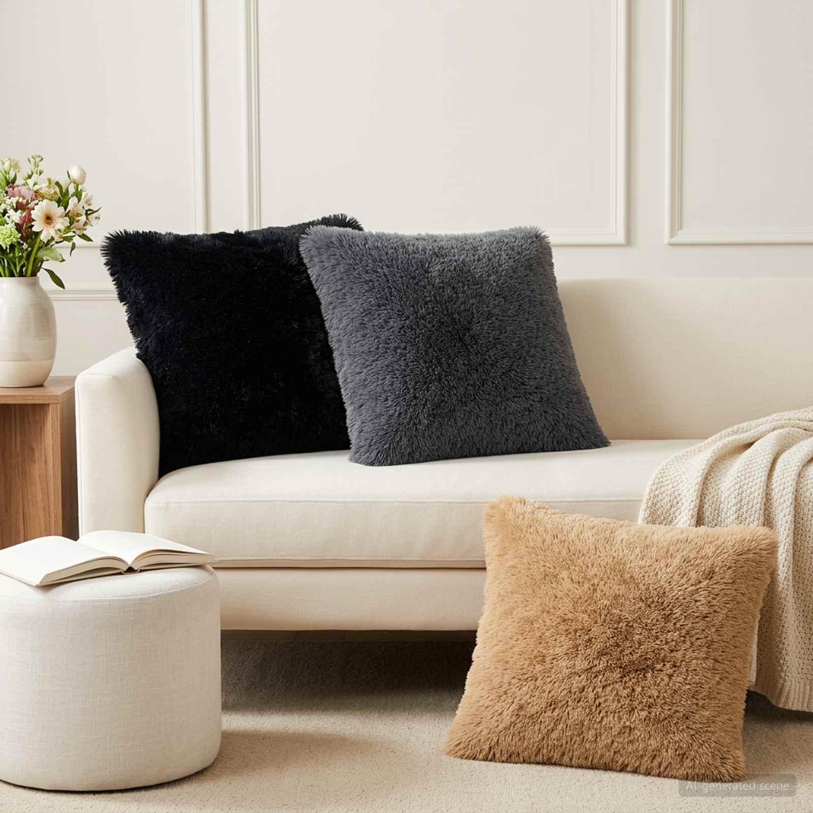 vidaXL Cushion with Pillow HEERLEN 2 pcs Anthracite PV Fleece 1