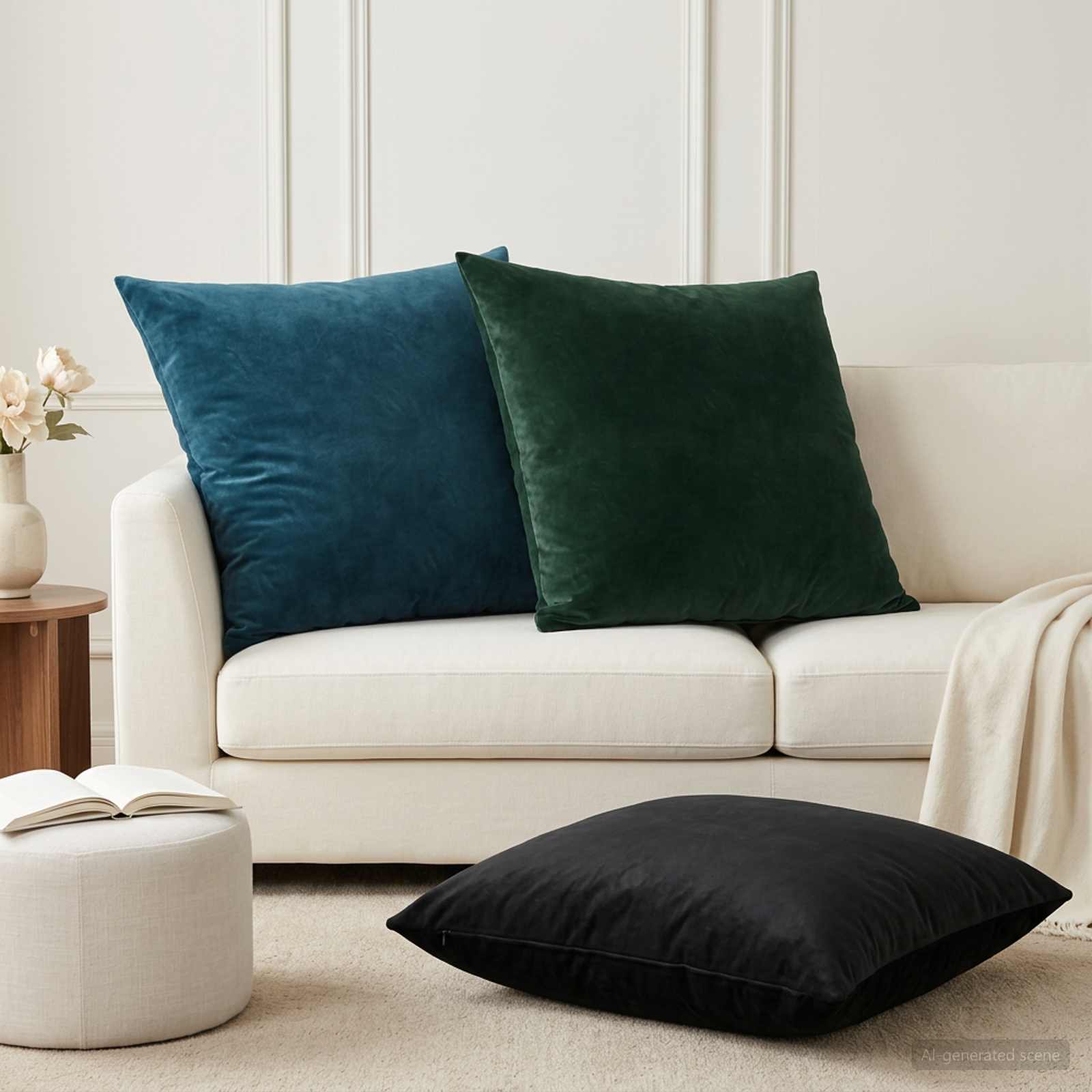 vidaXL Cushion with Pillow HEERLEN 2 pcs Dark Green Velvet 1