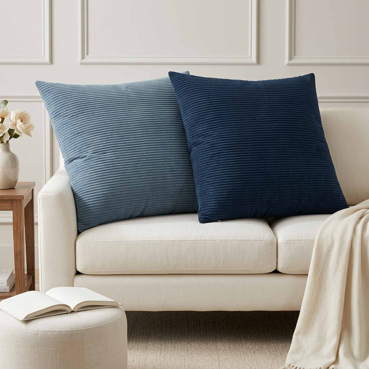 vidaXL Cushion Cover 6 pcs HEERLEN Blue 80 x 80 cm Corduroy 1
