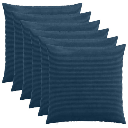 vidaXL Cushion Cover 6 pcs HEERLEN Navy Blue 65 x 65 cm Corduroy 1