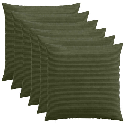 vidaXL Cushion Cover 6 pcs HEERLEN Green 65 x 65 cm Corduroy 1