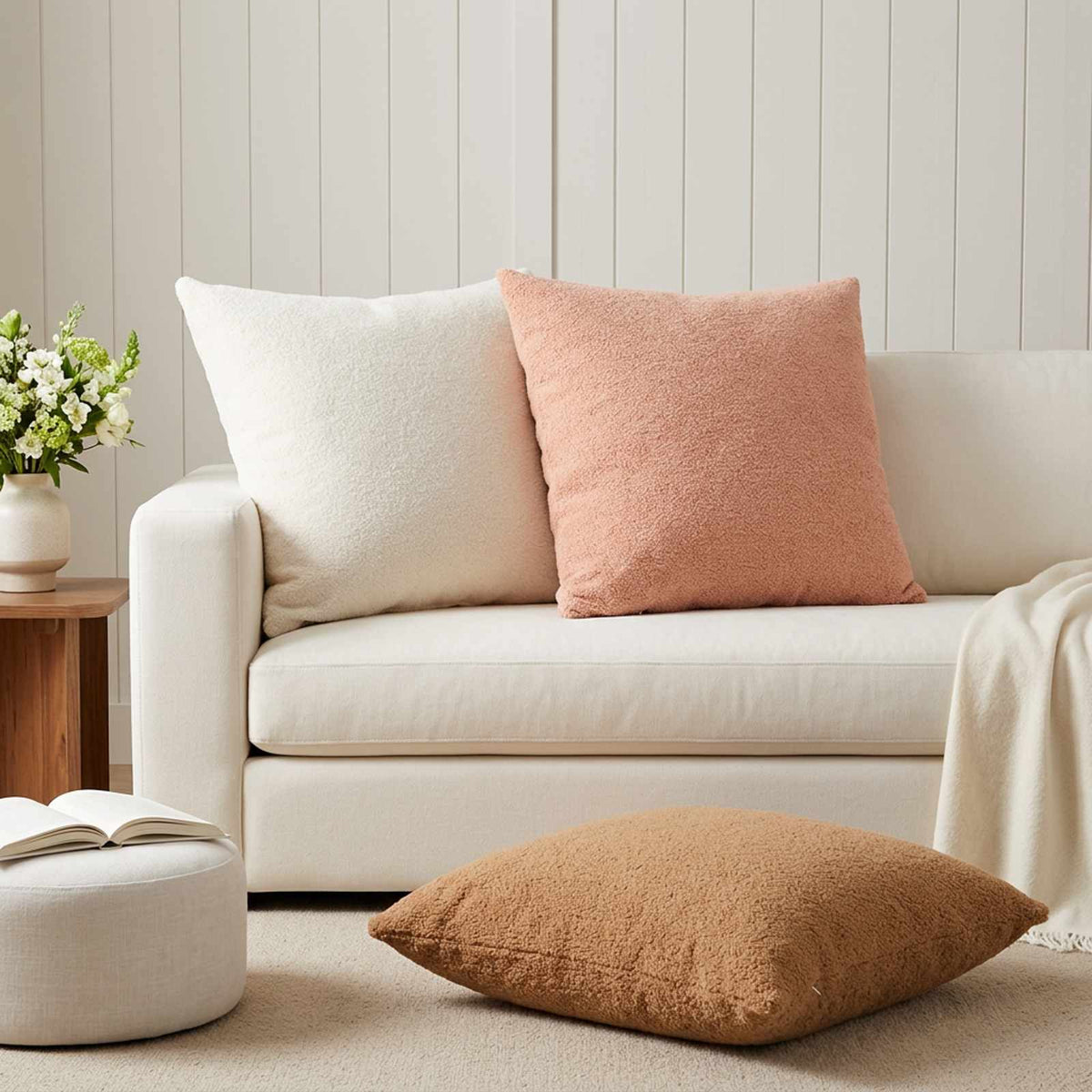 vidaXL Cushion Cover 6 pcs HEERLEN Cream 80 x 80 cm Bouclé 1