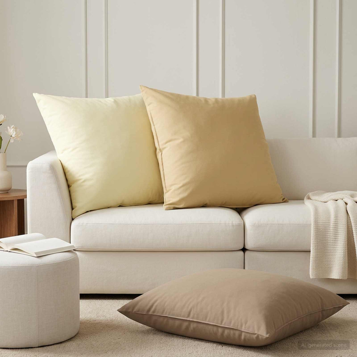 vidaXL Throw Pillow 2 pcs HEERLEN Cream 80 x 80 cm Polyester 1