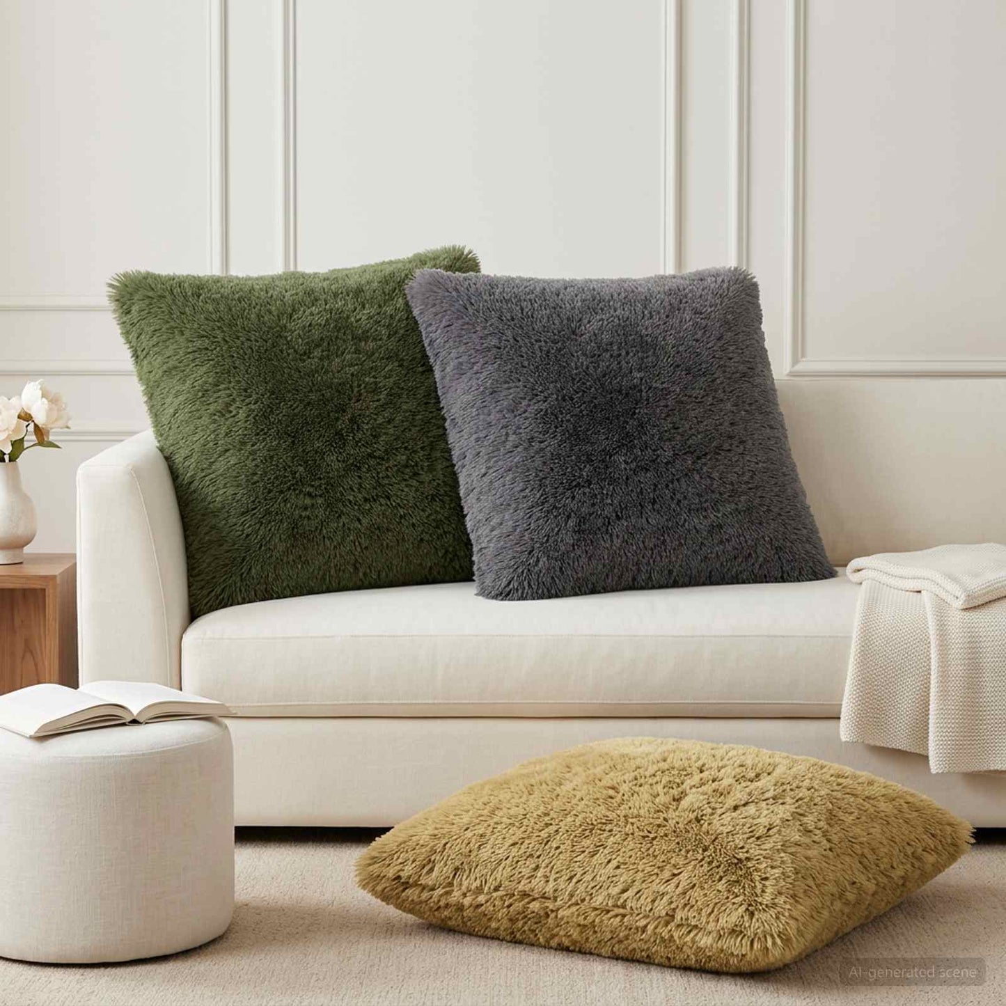 vidaXL Cushion Cover 6 pcs HEERLEN Light Grey 80 x 80 cm PV Fleece 1